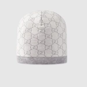 Gucci Kids Gray and White Beanie Hat